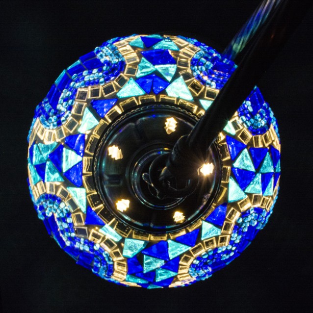 Turkish Swan Neck Mosaic Table Lamp (Deep Blue)