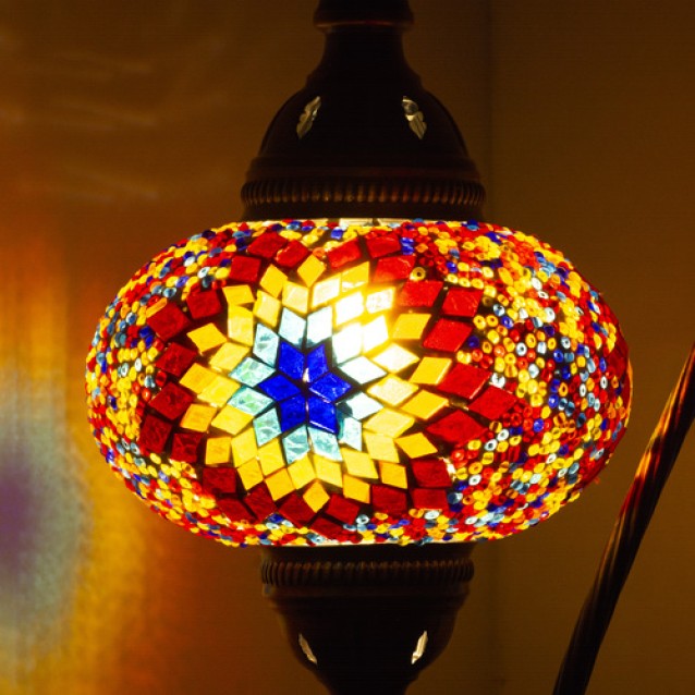 Turkish Swan Neck Mosaic Table Lamp (Fire)