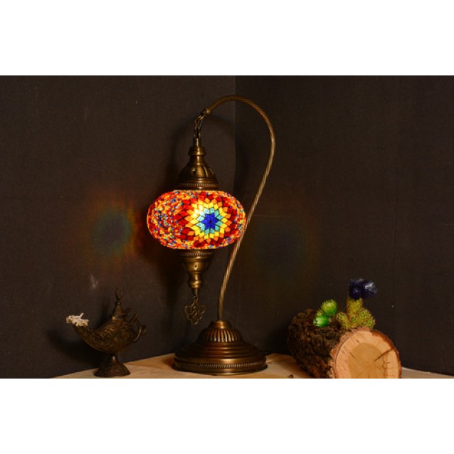 Turkish Swan Neck Mosaic Table Lamp (Fire)