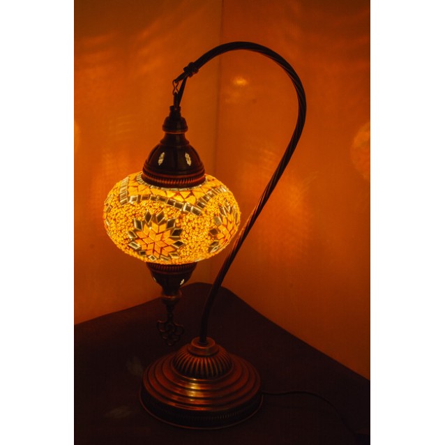 Turkish Swan Neck Mosaic Table Lamp (Orange)