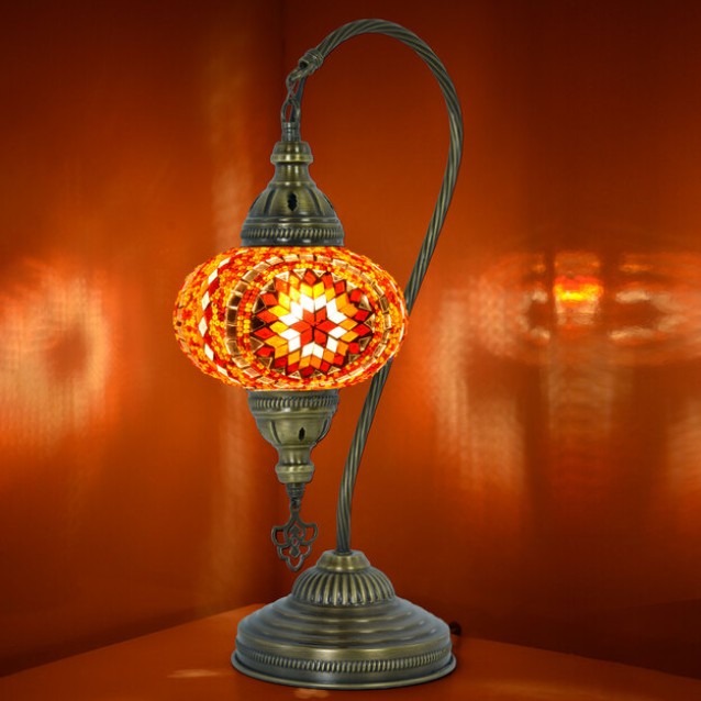 Turkish Swan Neck Mosaic Table Lamp (Venus Red)