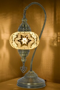 Turkish Swan Neck Mosaic Table Lamp (White Star)