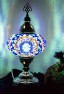 Chrome Finished Silver Color Mosaic Table Lamp (Evil Eye Blue)