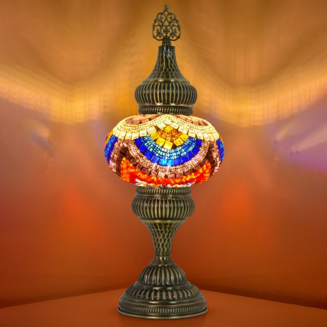 Hammered Turkish Mosaic Table Lamp (Rainbow)
