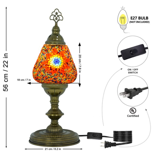 Turkish Garden Lantern XL Mosaic Table Lamp (Red)