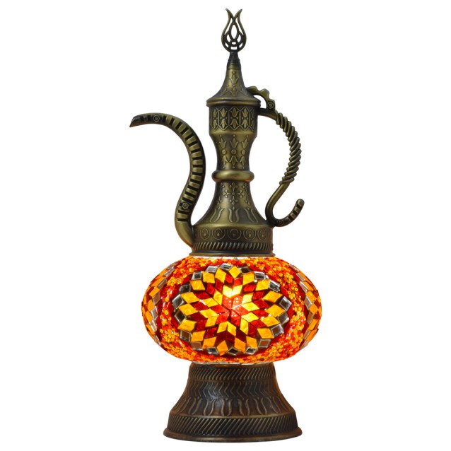 Pitcher (Teapot) Mosaic Table Lamp (Orange Red)