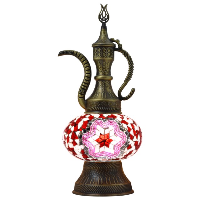 Pitcher (Teapot) Mosaic Table Lamp (Pink Red)