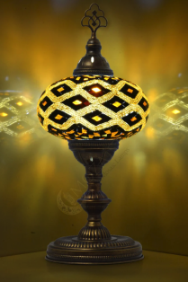 Turkish XL Globe Mosaic Table Lamp (Diamond Brown)