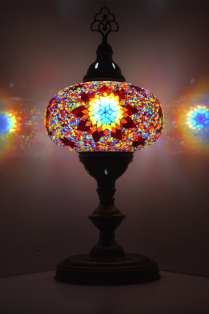 Turkish XL Globe Mosaic Table Lamp (Fire)