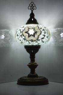 Turkish XL Globe Mosaic Table Lamp (White Star)