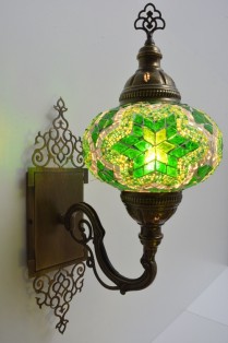 Hard-Wired Turkish Wall Sconce Lights (Green Star)