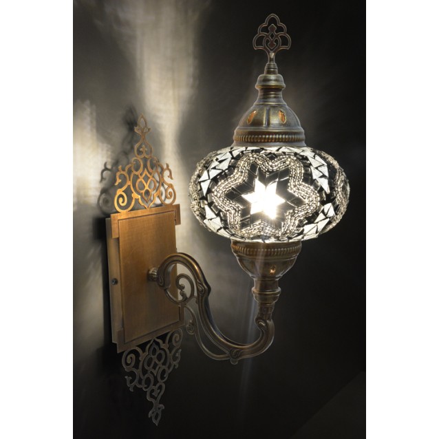 Hard-Wired Turkish Wall Sconce Lights (Black White)