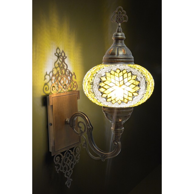 Hard-Wired Turkish Wall Sconce Lights (Yellow)