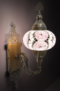 Hard-Wired Turkish Wall Sconce Lights (Pink)