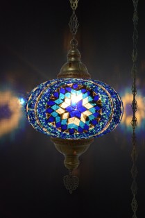XL Mosaic Hanging Lamp (Blue Flower)