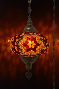 XL Mosaic Hanging Lamp (Orange Red Star)