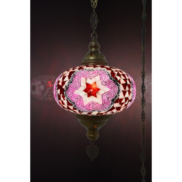 XL Mosaic Hanging Lamp (Pink Red)