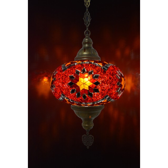 XL Mosaic Hanging Lamp (Red Garnet)
