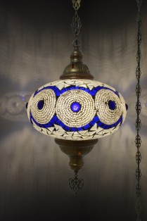XL Mosaic Hanging Lamp (White Blue)