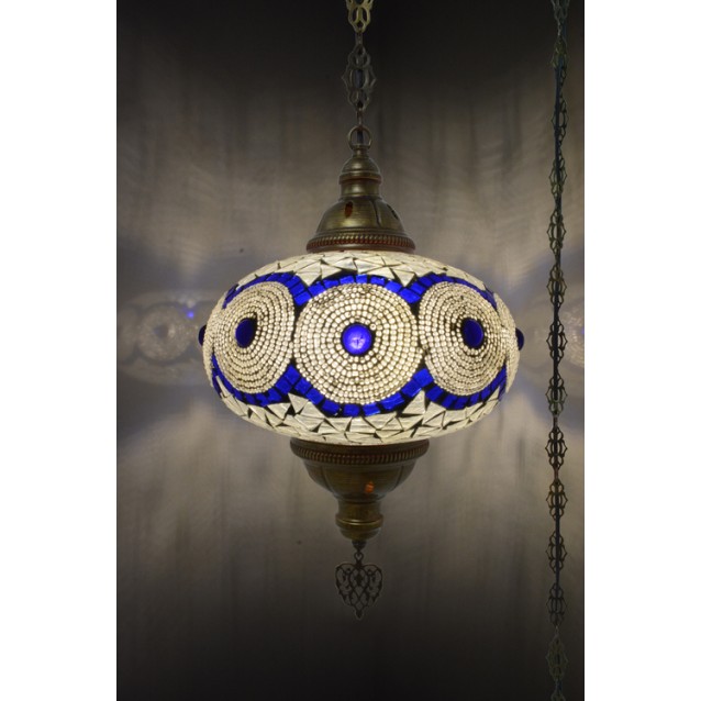 XL Mosaic Hanging Lamp (White Blue)