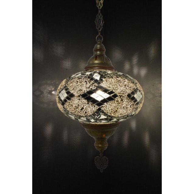 XL Mosaic Hanging Lamp (White Diamonds)