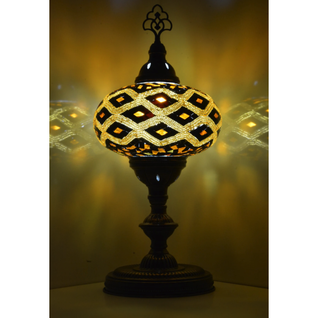 Turkish XL Globe Mosaic Table Lamp (Diamond Brown)