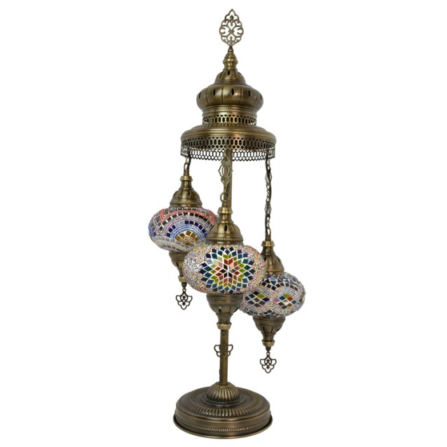 3 Globe Turkish Mosaic Floor Lamp (Multi-mix)