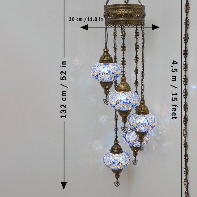 Customize 5 Globe Turkish Mosaic Ceiling Lights