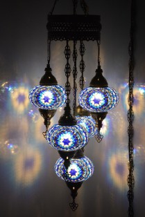 5 Globe Mosaic Sultan Chandelier (Blue Star)