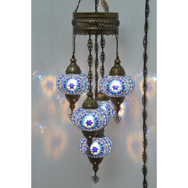 Customize 5 Globe Mosaic Sultan Chandeliers