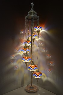 7 Globe Turkish Mosaic Floor Lamp (Rainbow)