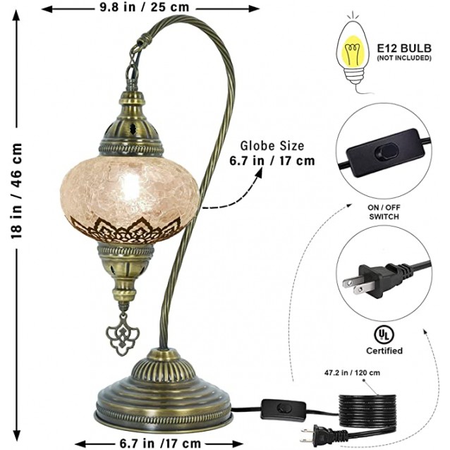 Turkish Swan Neck Mosaic Table Lamp
