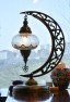 Moon Shaped Crescent Mosaic Table Lamp (Crack Clear)